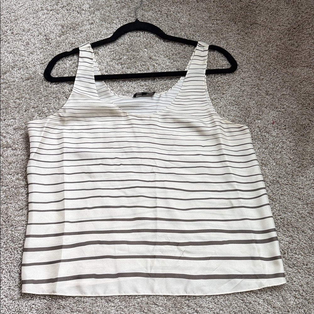 Theory Ivory and Charcoal Striped Tank Top M / L